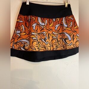 Black Stretchy Mini Skirt w/Multi-Colored Design Overlay~Activewear~Size S